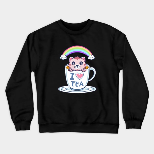 I Love Tea Crewneck Sweatshirt by Illustrasikuu